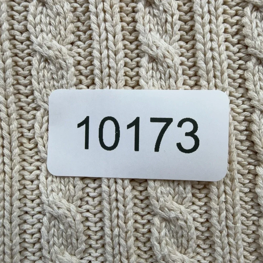 Croft&Barrow Sweater Mens XL White Cable Knit 1/4 Zip Mock Neck Cotton Pullover